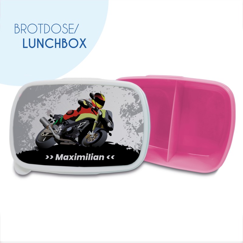 Motorrad - Brotdose mit Namen