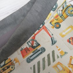 Turnbeutel mit Namen - Baustellenfahrzeuge grau