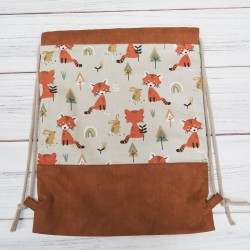 Turnbeutel mit Namen - Fuchs braun