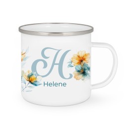 Tasse - Initalie Flower Blue and Orange