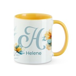 Tasse - Initalie Flower Blue and Orange