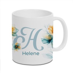 Tasse - Initalie Flower Blue and Orange