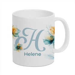 Tasse - Initalie Flower Blue and Orange