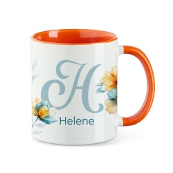 Tasse - Initalie Flower Blue and Orange