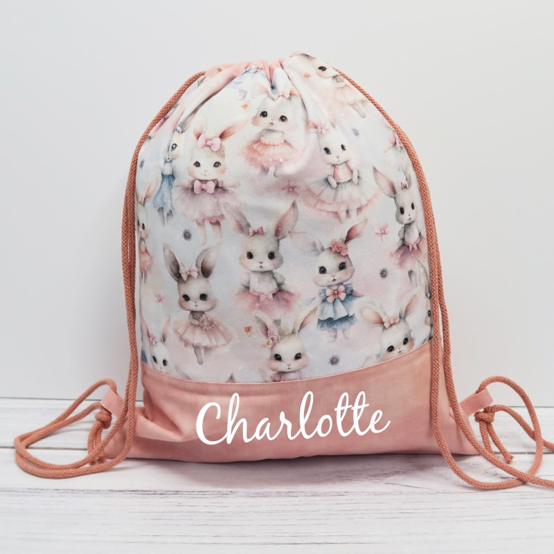 Turnbeutel mit Namen - Hasenmädchen