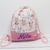 Turnbeutel mit Namen - Hasenmädchen gepunktet