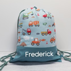 Mini Turnbeutel -  Baustelle hellblau