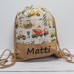 Mini Turnbeutel -  Baustellenfahzeuge