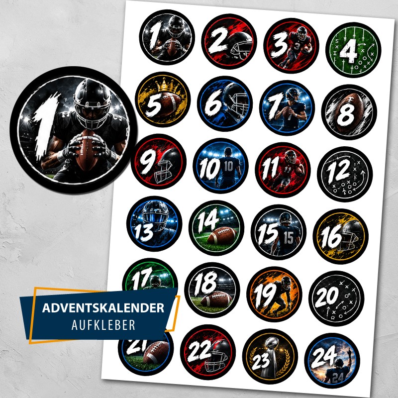 Adventskalenderzahlen American Football